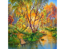Картина мозаикой 30х30 ЗОЛОТАЯ ОСЕНЬ квадрат 30 цветов