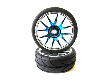 Колеса с резиновыми покрышками, голубой хром 82827PB82828, 2шт