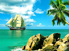 Картина по номерам с цветной схемой на холсте 30х40 Сейшельские острова 19 цветов