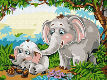 Набор юного художника 20х30 Слоны в джунглях 16 цветов