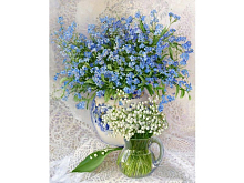 Картина по номерам 40х50 БУЗИН НЕЗАБУДКИ С ЛАНДЫШАМИ 23 цвета