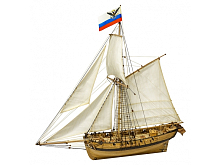 Сборная деревянная модель корабля MASTER KORABEL Тендер Авось, шлюпка МК0103, груша, паруса, 172