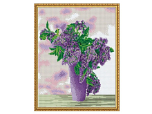 Алмазная мозаика с нанесенной рамкой 40х50 СИРЕНЕВЫЙ БУКЕТ 18 цветов