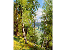 Картина мозаикой с нанесенной рамкой 40х50 ИПРИЩЕПА БЕРЕЗЫ В ЛЕСУ 27 цветов