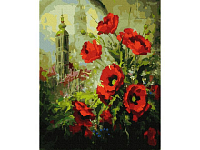 Картина по номерам 40х50 МАКИ НА ФОНЕ СОБОРА 27 цветов