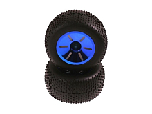 Колеса в сборе шины Himoto 17702  диск 17701PB, синий хром, 2шт