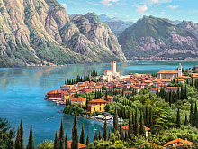 Картина мозаикой с нанесенной рамкой 40х50 ИПРИЩЕПА ГОРОДОК У МОРЯ 34 цвета