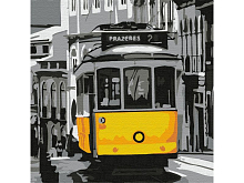 Картина по номерам 30Х30 СТАРИННЫЙ ТРАМВАЙ 9 цветов