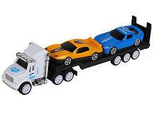 Машина AUTODRIVE Автовоз 20см фрикционный, белый, 2 машинки 7см, вк 2247,5 см