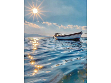 Алмазная мозаика 15х20 ЛОДКА НА РАССВЕТЕ 16цветов