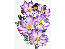 Картина по номерам 15х20 ЦВЕТЫ КОСМЕИ 13 цветов