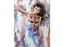 Картина по номерам с цветной схемой на холсте 30х40 Звуки музыки 18 цветов