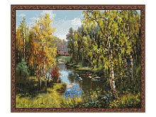 Картина мозаикой с нанесенной рамкой 40х50 ПРИЩЕПА ГУСИ В ДЕРЕВНЕ 33 цвета