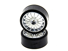 Колеса в сборе с хромированными дисками для дрифт Himoto E18DT, E18DTL