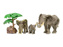 Набор фигурок животных MASAI MARA MM201010 серии Мир диких животных Семья слонов, 5 пр