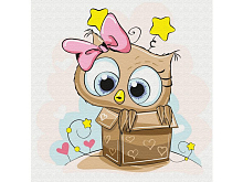 Картина по номерам 20Х20 СОВЕНОК В ПОДАРОЧНОЙ КОРОБКЕ 12 цветов