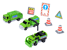 Набор металлических машинок AUTODRIVE JB0403986 Уборочная техника 3шт, вк 23х17,5х4см