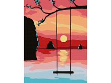 Картина по номерам 15х20 ЛЕТНИЙ ЗАКАТ 12 цветов