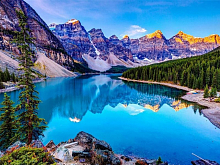 Картина по номерам с цветной схемой на холсте 30х40 Озеро в Канаде 19 цветов
