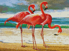 Алмазная мозаика с нанесенной рамкой 40х50 РОЗОВЫЕ ФЛАМИНГО 34 цвета
