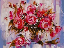 Картина по номерам на дереве 40х50 КРАСОТА РОЗ 24 цвета