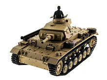 Радиоуправляемый танк Heng Long 116 Panzerkampfwagen III Германия 24G RTR PRO песочный