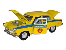 Машина АВТОПАНОРАМА Волга ГАЗ21 ГАИ, 124,  желтый, свет звук эффекты, вк 261211