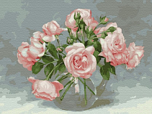 Картина по номерам с цветной схемой на холсте 30х40 Бузин Розовая симфония 20 цветов