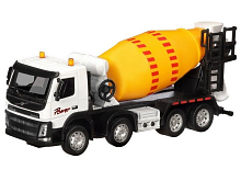 Машина АВТОПАНОРАМА Volvo бетономешалка, белый, 150, свет, звук, вк 281410 см