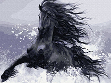 Картина по номерам 40х50 КОНЬ ВОРОНОЙ 17 цветов