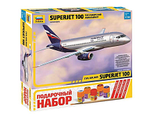 Сборная модель ZVEZDA Региональный пассажирский авиалайнер Superjet 100, подарочный набор, 1144
