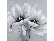 Картина по номерам 30х30 БЕЛЫЕ ЦВЕТЫ 16 цветов