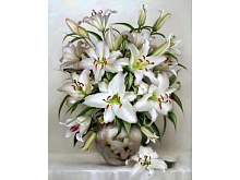 Картина по номерам 40х50 БУЗИН БУКЕТ БЕЛЫХ ЛИЛИЙ 27 цветов