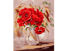 Картина по номерам 40х50 МАКИ ВО РЖИ 28 цветов