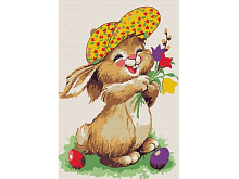 Набор юного художника 20х30 ЗАЙЧОНОК С БУКЕТОМ  13 цветов