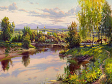 Картина мозаикой с нанесенной рамкой 40х50 ПРИЩЕПА ВЕЧЕР 27 цветов