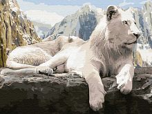 Картина по номерам на дереве 40х50 БЕЛЫЙ ЛЕВ 27 цветов