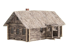 Сборная деревянная модель СВМодель Деревенская изба с соломенной крышей, 586 деталей, 135