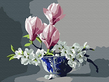 Картина по номерам 15х20 МАГНОЛИЯ В ВАЗЕ 15  цветов