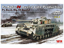 Сборная модель RYEFIELD MODEL Немецкий средний танк PzkpfwIV AusfJ позднего прва, траки, 135