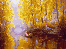 Картина по номерам с цветной схемой 40х50 КОВАЛЁВ В ОСЕНЬ 27 цветов