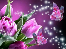 Картина мозаикой 15х20 РОЗОВЫЕ ТЮЛЬПАНЫ 17 цветов