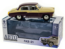 Машина АВТОПАНОРАМА ГАЗ21 Волга 124 вк  261211см, желтобордовая