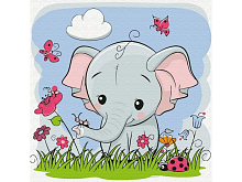 Набор юного художника 20Х20 СЛОНИК НА ПОЛЯНКЕ 12 цветов