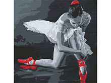 Картина по номерам 30Х30 БАЛЕРИНА В КРАСНЫХ ПУАНТАХ 13 цветов