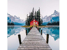 Картина по номерам 30х30 Домик в горах 18 цветов