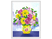 Алмазная мозаика с нанесенной рамкой 40х50 ЦВЕТОЧНЫЙ МИКС 23 цвета