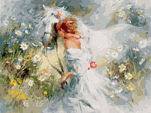 Картина по номерам с цветной схемой 40х50 ХАЕРАНТС В БЕЛЫЙ СОН 32 цвета