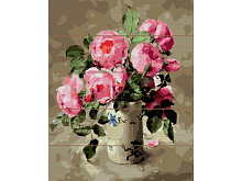 Картина по номерам на дереве 40х50 РОЗОВЫЙ БУКЕТ 26 цветов