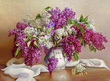 Картина мозаикой 40х50 БУЗИН СИРЕНЬ квадр элты 30 цветов